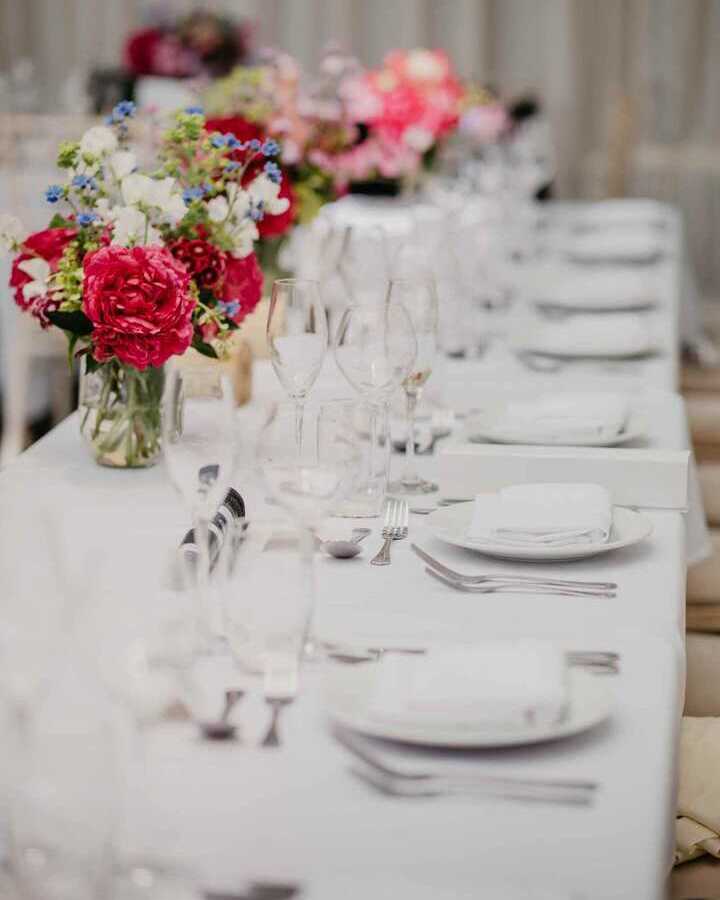 dining table at the wedding venue at Abbotsbury