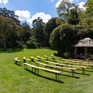 wedding gazebo and outdoor seating at abbotsbury subtropical gardens