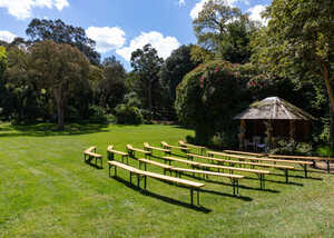 outdoor seating and wedding gazebo at abbotsbury gardens