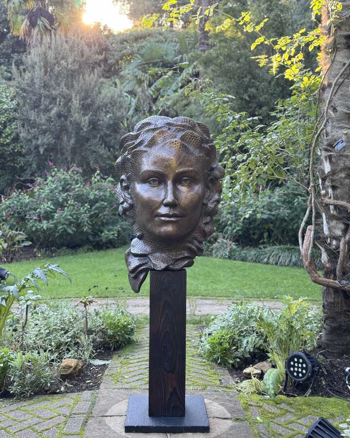A vibrant scene at Abbotsbury Subtropical Gardens with orange and yellow flowers under a blue sky.